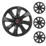 Jogo Calota Aro 14 Prime Fosc Black Elitte Preto Fosco + Emblema Resinado Fiat (palio Uno Punto Linea Strada Idea Siena Fiorino Doblo Mobi Bravo Argo