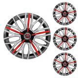 Jogo Calota Aro 14 Triton Sport Black Silver Red Elitte Preto Prata Vermelho + Emblema Resinado Fiat (palio Uno Punto Linea Mobi Idea Siena Fiorino)