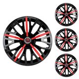 Jogo Calota Aro 14 Triton Sport Black Red Elitte Preto Vermelho + Emblema Resinado Fiat (palio Uno Punto Linea Strada Idea Siena Fiorino Doblo Mobi)