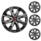 Jogo Calota Aro 14 Prime Black Silver Elitte Preto Prata + Emblema Resinado Fiat Palio Uno Punto Linea Strada Idea Siena Fiorino Doblo Mobi Bravo Arg