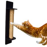 Arranhador De Parede Vertical 30cm Feito Em Madeira Com Sisal Gatos Cor Preta