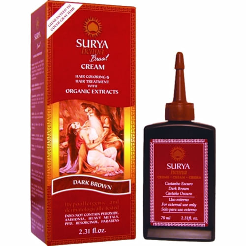 Creme De Henna Marrom Escuro 2,3 Oz Da Surya Brasil (pacote Com 4)