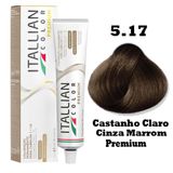 Tinta Para Cabelo Itallian Premium 60g Castanho Claro Cinza Marrom 5.17