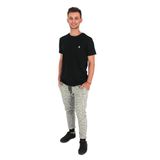 Calça Moletom Masculina Slim Jogger Bolso Mescla Dia A Dia Branco+preto Gg