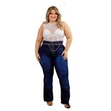 Calça Jeans Dolce Sedutti Plus Flare Azul Marinho Tamanho:52,cor:azul,gênero:feminino