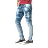 Calça Jeans Masculina Destroyed Estonada Com Respingos Super Skinny Fit Zune