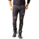 Calça Jeans Masculina Skinny Destroyed Preta Zune