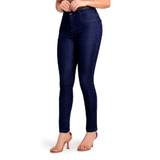 Calça Jeans Feminina Skinny Cintura Intermediária Escura