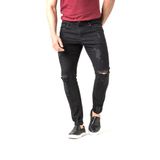 Calça Jeans Masculina Destroyed Preta Com Respingos Branco Super Skinny Fit Zune