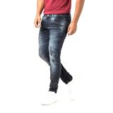 Calça Jeans Masculina Destroyed Estonada Com Amassado Super Skinny Fit Zune