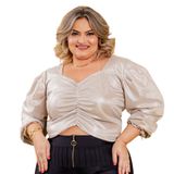 Blusa  Plus Size Dolce Sedutti Gloss Tamanho:52, Cor:vermelho,gênero:feminino