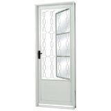 Porta de Aço com Postigo Grade Elo Vidro Liso Minas Sul MGM 217cmx85cm Branco