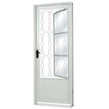 Porta de Aço com Postigo Grade Elo Vidro Liso Minas Sul MGM 217cmx85cm Branco