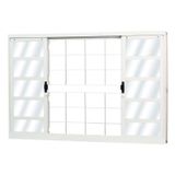 Janela de Correr Aço 4 Folhas com Grade Quadriculada MGM Minas Sul 100cmx150cm  Vidro Liso Incolor Branco