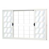 Janela de Correr Aço 4 Folhas com Grade Quadriculada MGM Minas Sul 100cmx100cm  Vidro Mini Boreal Branco