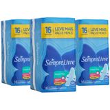 Kit com 3 Absorvente Sempre Livre Adapt Plus Suave Com Abas 16 Unidades