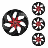 Jogo Calota Aro 14 Evolution Black Red Elitte Preto Vermelho + Emblema Resinado Fiat Palio Uno Punto Linea Strada Idea Siena Fiorino Doblo Mobi Bravo