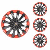 Jogo Calota Aro 13 Flap Black Red Elitte Preto Vermelho + Emblema Resinado Chevrolet Gm Corsa Meriva Agile Celta Montana Prisma Onix Astra Cobalt Spi