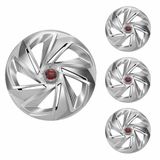 Jogo Calota Aro 13 Nitro Silver Elitte Prata + Emblema Resinado Fiat (palio Uno Punto Linea Strada Idea Siena Fiorino Doblo Mobi Bravo Argo)