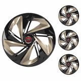 Jogo Calota Aro 13 Nitro X Black Gold Elitte Preto Dourado + Emblema Resinado Fiat (palio Uno Punto Linea Strada Idea Siena Fiorino Doblo Mobi Bravo)