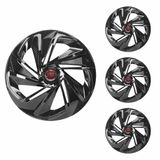 Jogo Calota Aro 13 Nitro Black Elitte Preto + Emblema Resinado Fiat (palio Uno Punto Linea Strada Idea Siena Fiorino Doblo Mobi Bravo Argo)