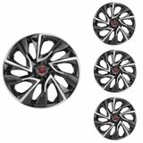 Jogo Calota Aro 13 Ds4 Black Silver Elitte Preto Prata + Emblema Resinado Fiat (palio Uno Punto Linea Strada Idea Siena Fiorino Doblo Mobi)