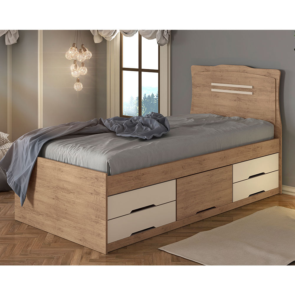 Cama Solteiro Júlia 5 Gavetas Em Mdf E Mdp Conquista Móveis