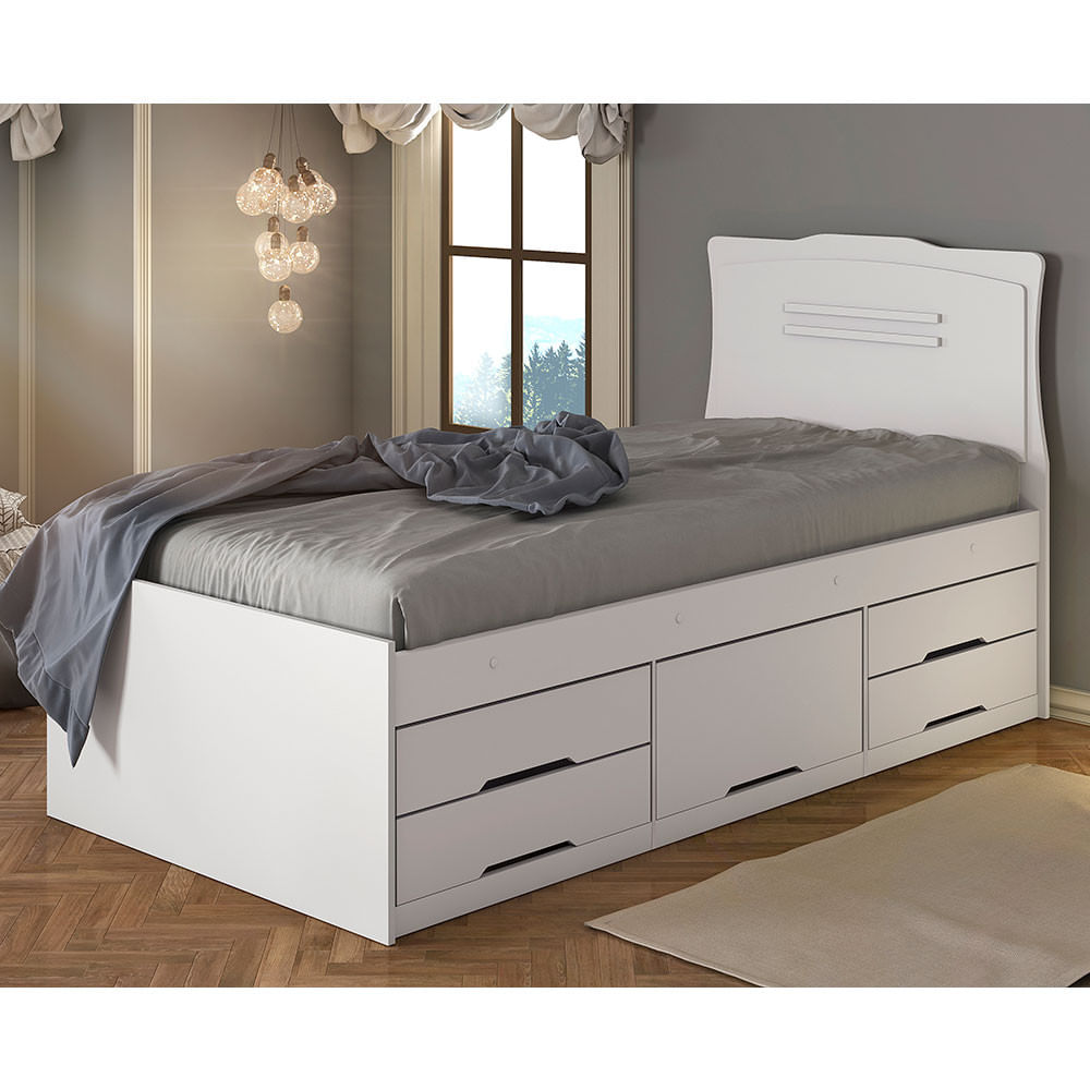 Cama Solteiro Júlia 5 Gavetas Em Mdf E Mdp Conquista Móveis