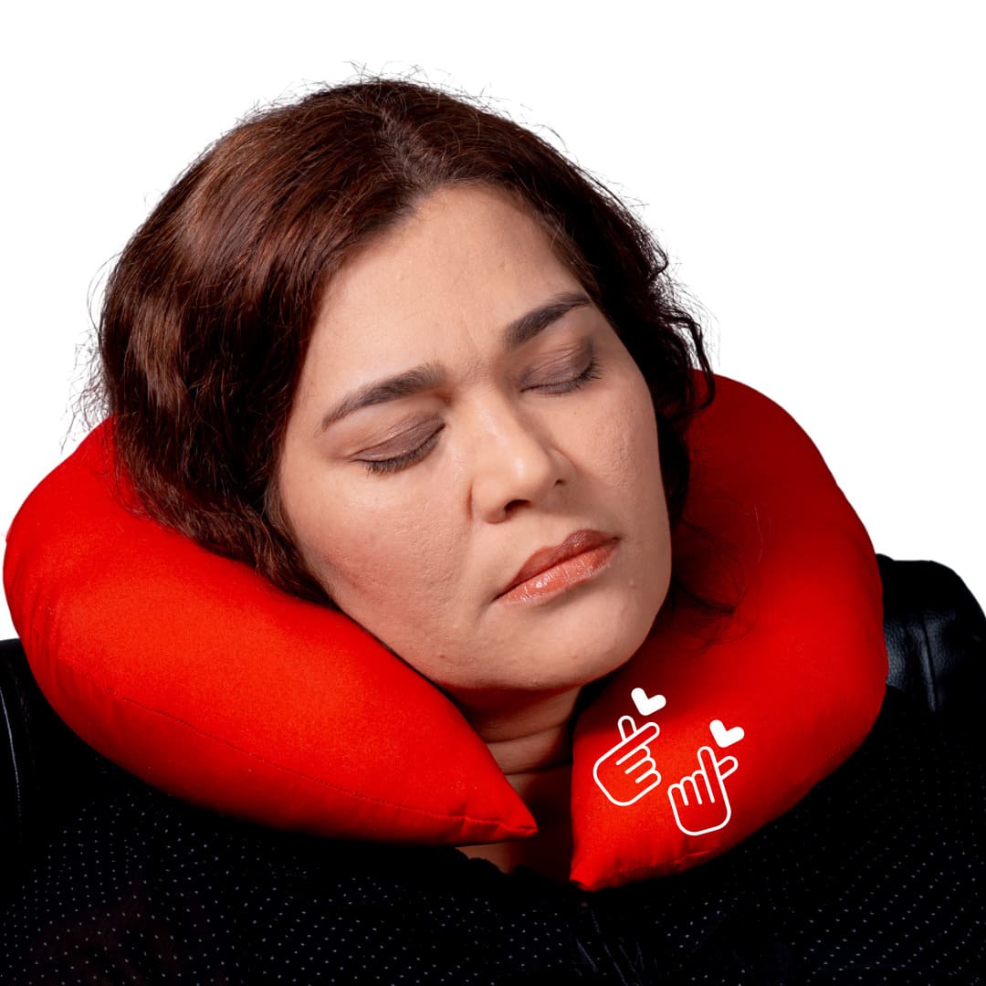 Almofada De Pescoço Para Viagem Vermelha Mão Coreana