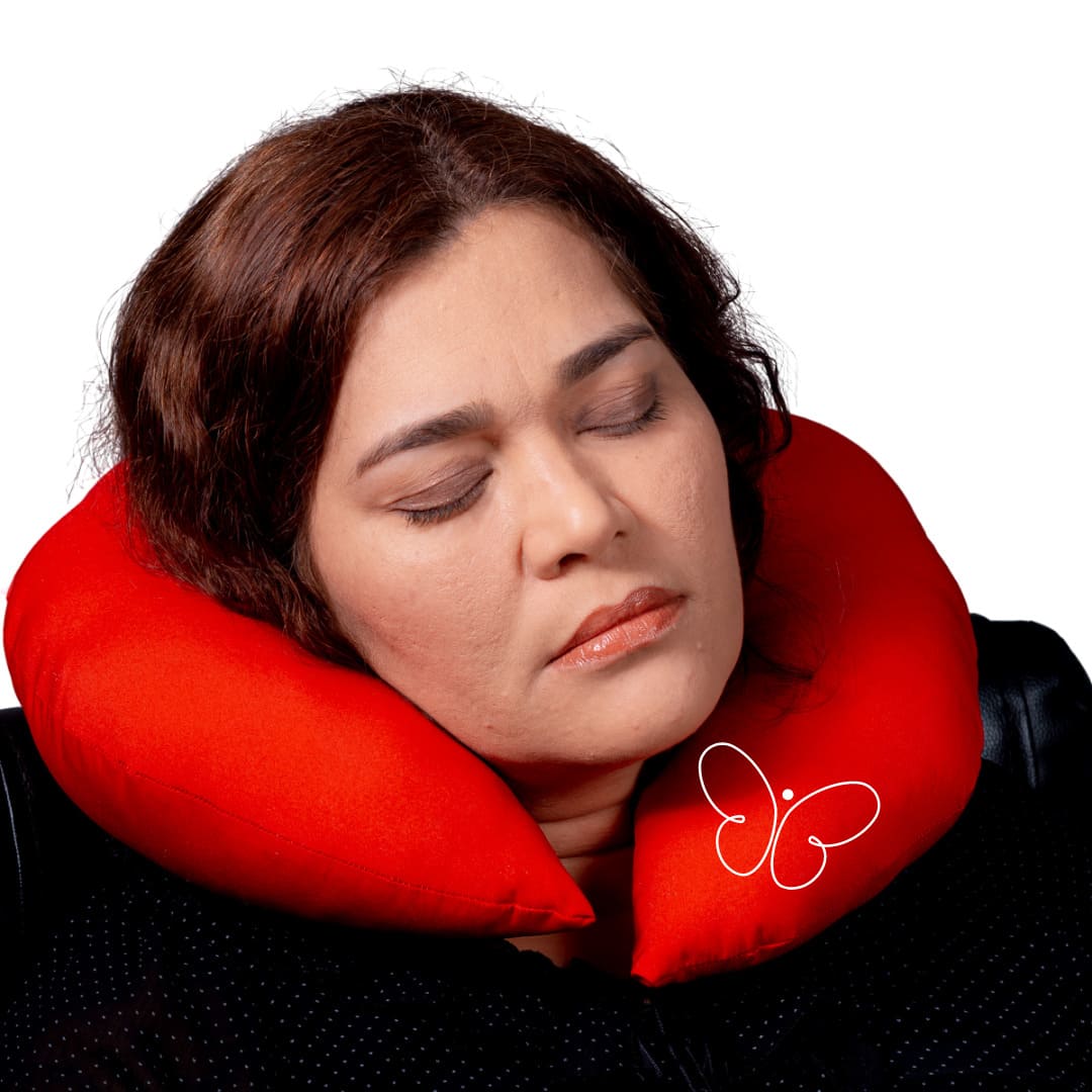 Almofada De Pescoço Para Viagem Vermelha Borboleta