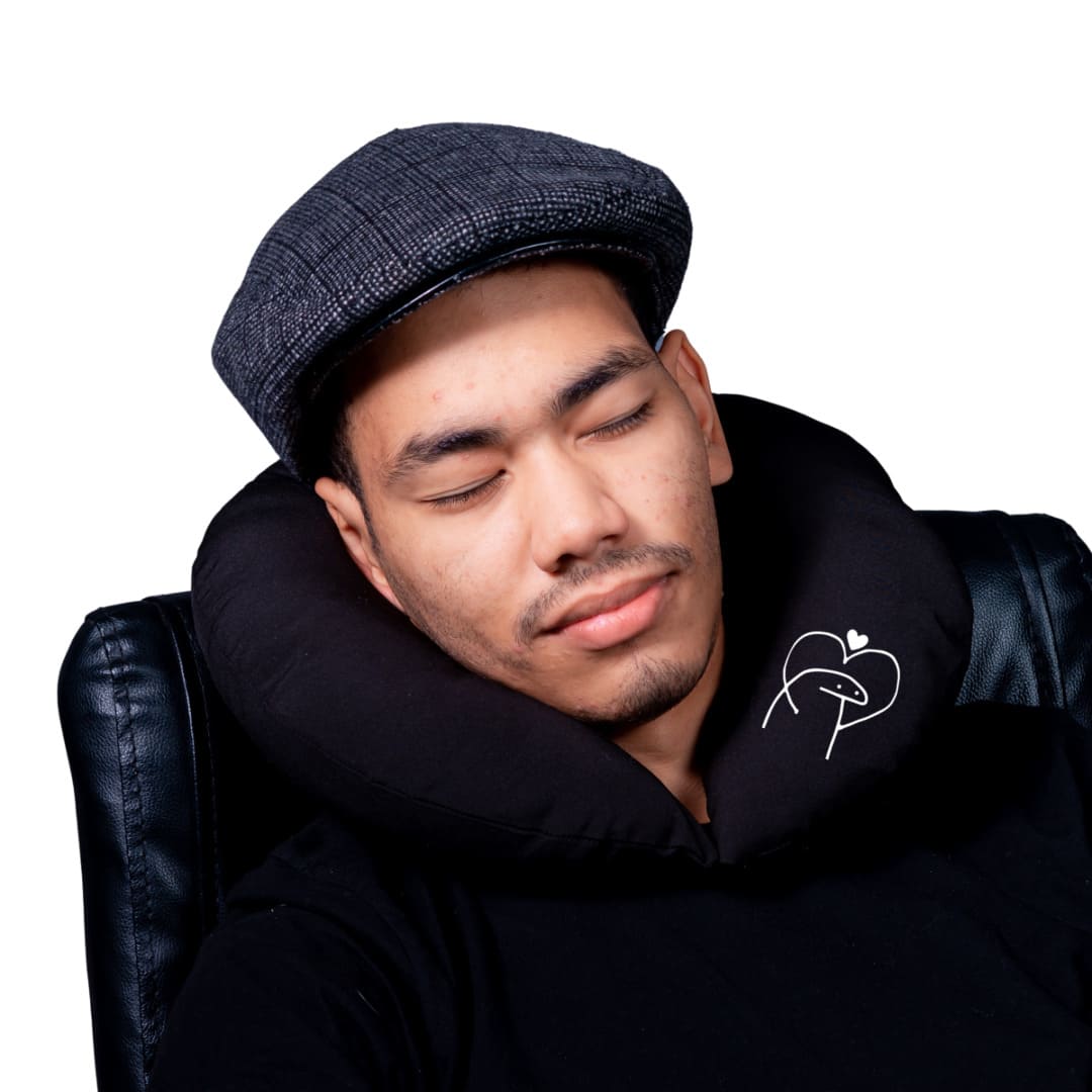 Almofada De Pescoço Para Viagem Preta Meme Flork Amor