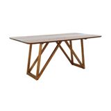 Mesa de Jantar Herval Indy Retangular, 180 x 90 cm, Amêndoa com Vidro Preto