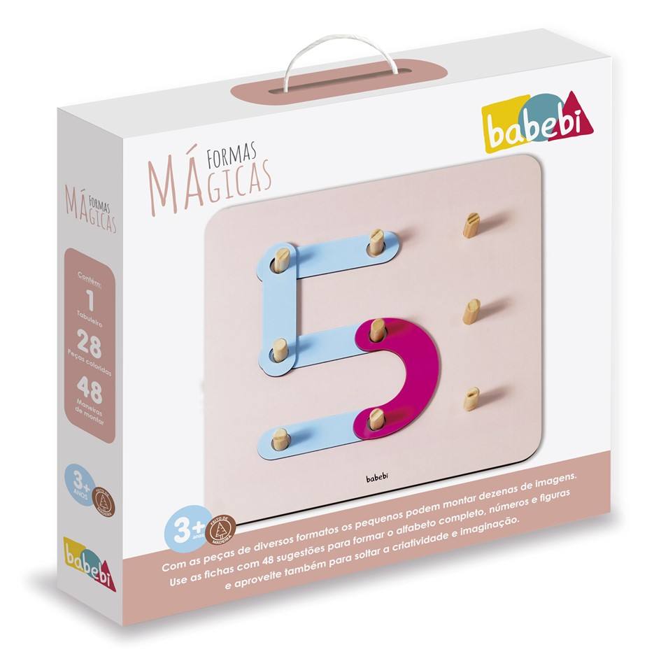Formas Mágicas Madeira 28 Peças E Tabuleiro