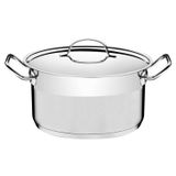 Caçarola Tramontina Professional Funda Em Aço Inox Fundo Triplo Com Tampa Plana Detalhe Satinado 28 Cm 8,4 L Tramontina