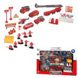 Kit De Carrinhos Infantil 40 Peças Fênix Brinquedo Educativo Bombeiros Aviões Polícia Construção