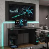 Mesa Para Computador Gamer E Painel Para Tv Até 55 Polegadas Preto Carraro