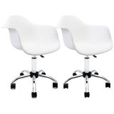 Conjunto Com 2 Cadeiras Eames Office Com Braço Office Branca Empório Tiffany Base Em Aço Cromado