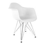 Cadeira Eames Com Braço Eiffel Branca Empório Tiffany Base Aço Cromado