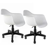 Conjunto Com 2 Cadeiras Eames Office Com Braço Branca Empório Tiffany Base Preta