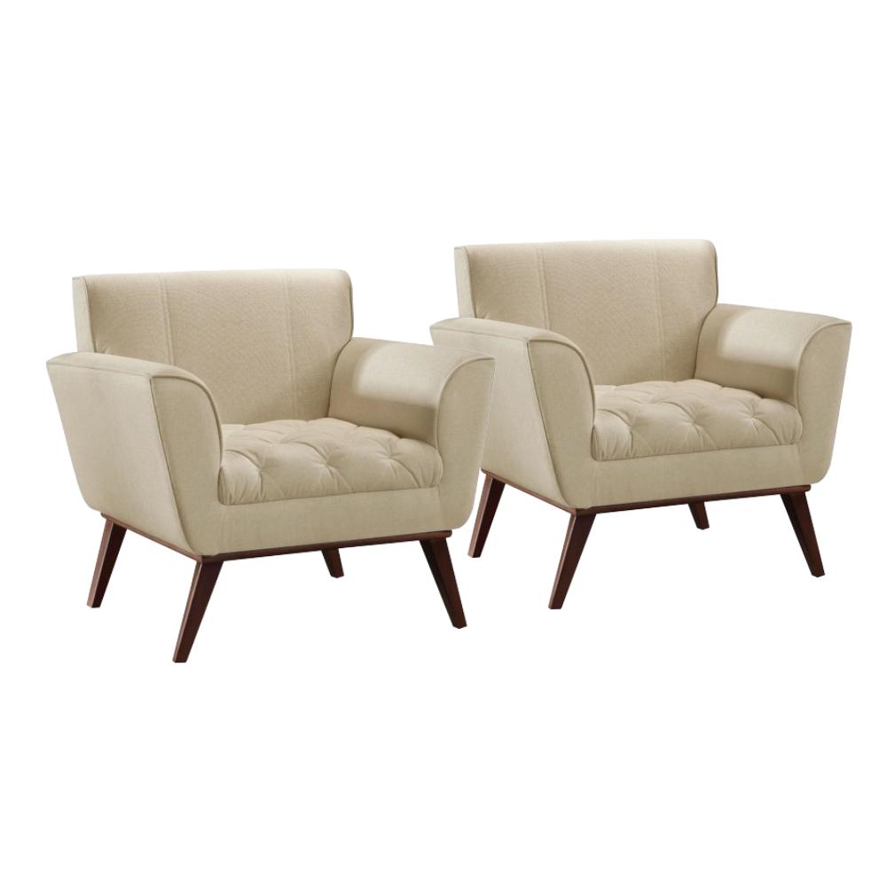 Conjunto - 2 Poltronas Lyz Veludo Bege Claro