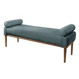 Recamier Banco Berlim Luxo Madeira Maciça Castellar Móbile Linho Azul