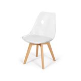 Cadeira Eames Wood Leda Acrílico Transparente - Branca