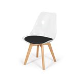 Cadeira Eames Wood Leda Acrílico Transparente - Preta