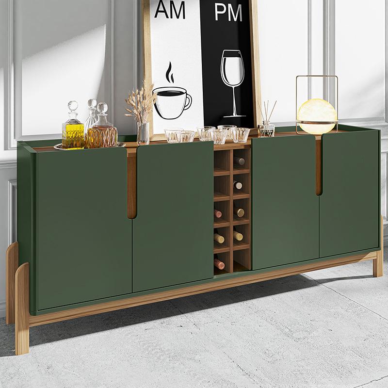 Aparador Buffet Sala Lizz 190cm Com Pés De Madeira Maciça Verde Oliva/cedro