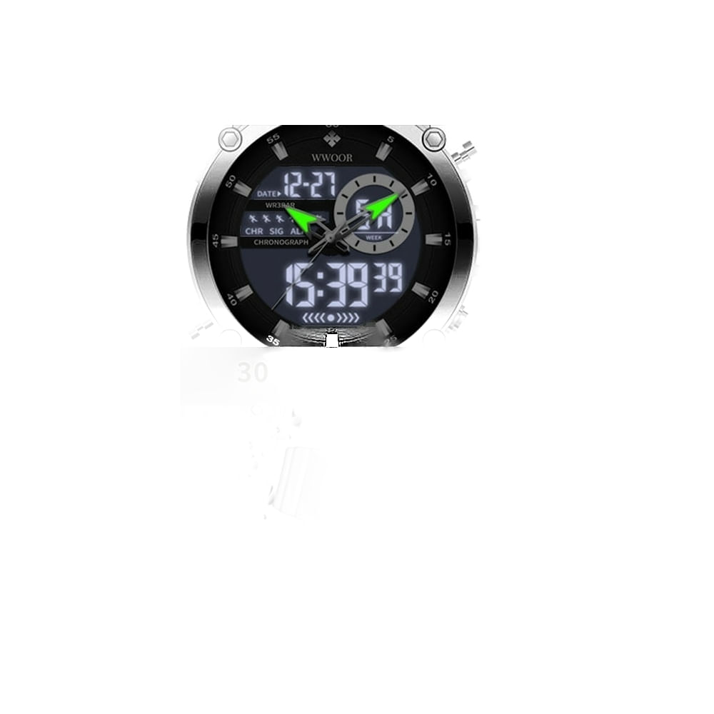 Relógio Masculino Militar Wwoor 8882bb Digital Esportivo Pulseira De Silicone À Prova D&#39;água 8