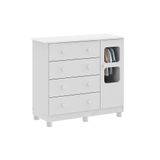 Comoda De Quarto Uli C 1 Porta Cristal E 4 Gavetas Branco Peroba