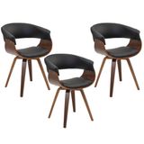 Kit 03 Cadeiras Giratórias Decorativa para Escritório Home Office Ohana Pu Preto Gran Belo