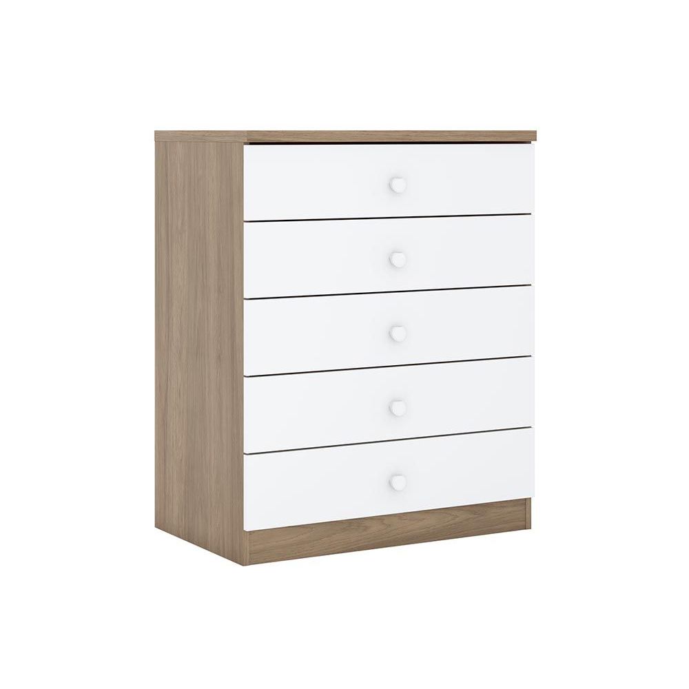 Comoda De Quarto Bala Menta C 5 Gavetas Rustico Branco Henn