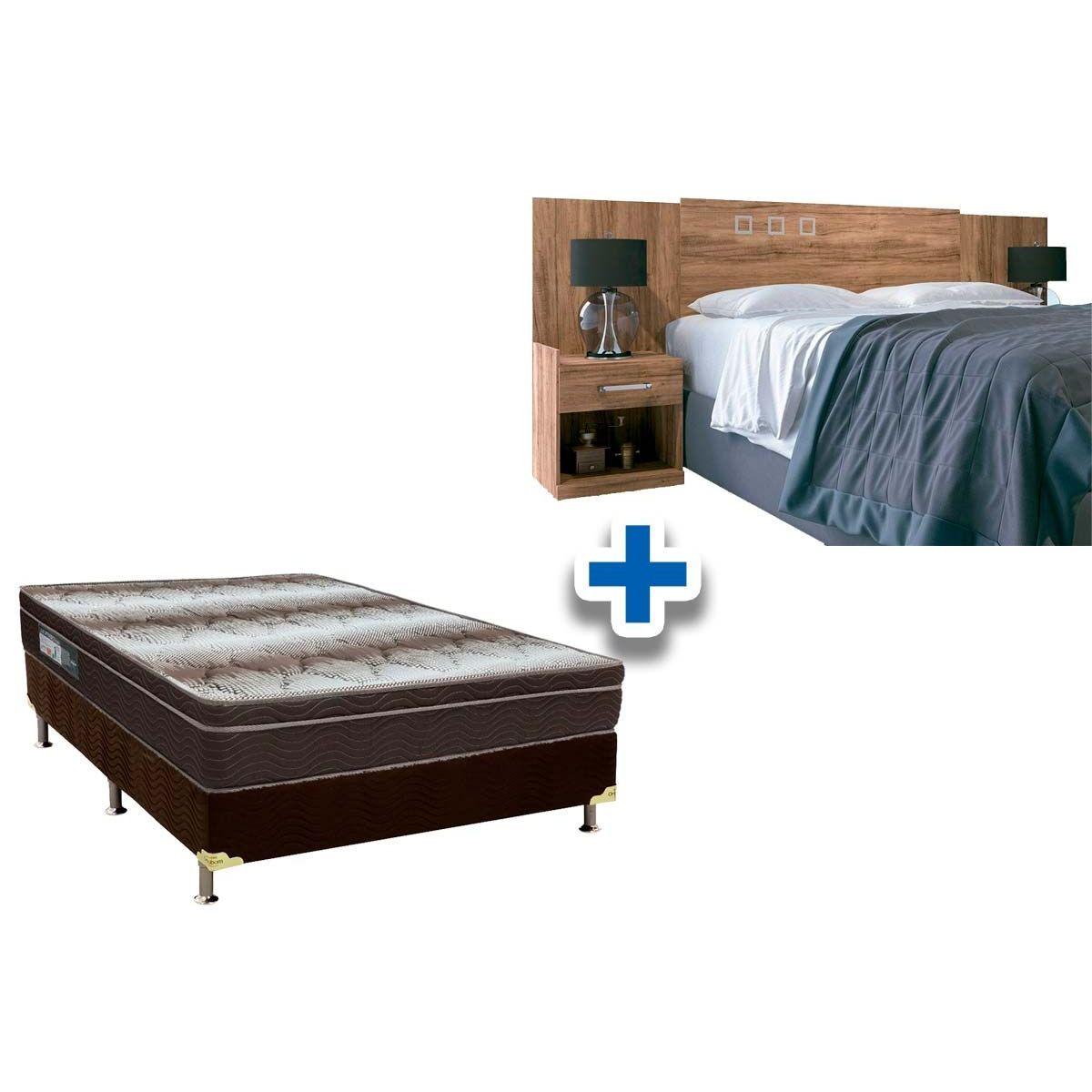 Cama Box Casal Crc Colchao Ortopedico Light Ortobom Cabeceira Plus Atacama