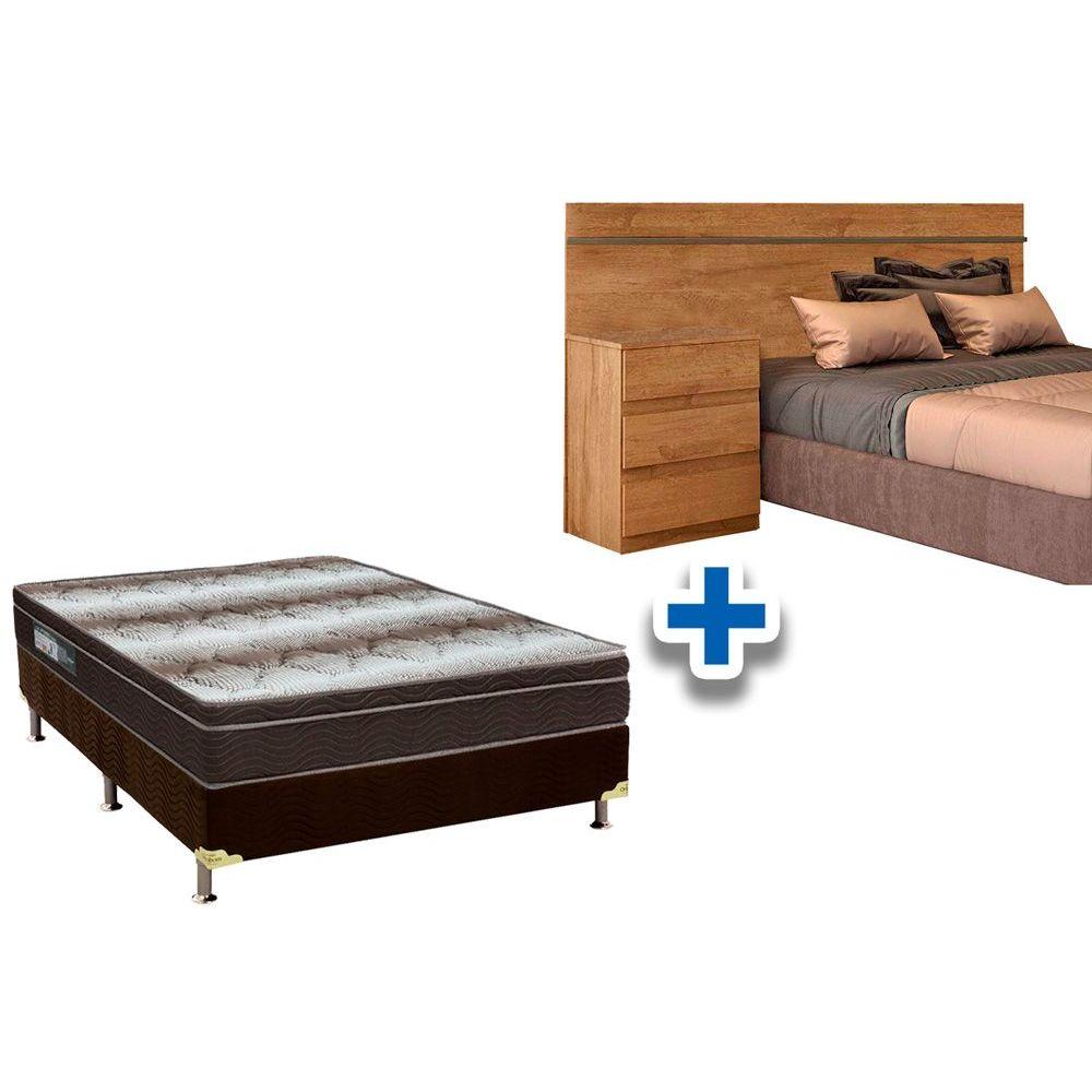 Cama Box Casal Crc Colchao Ortopedico Ortobom Cabeceira Sollo Cumaru